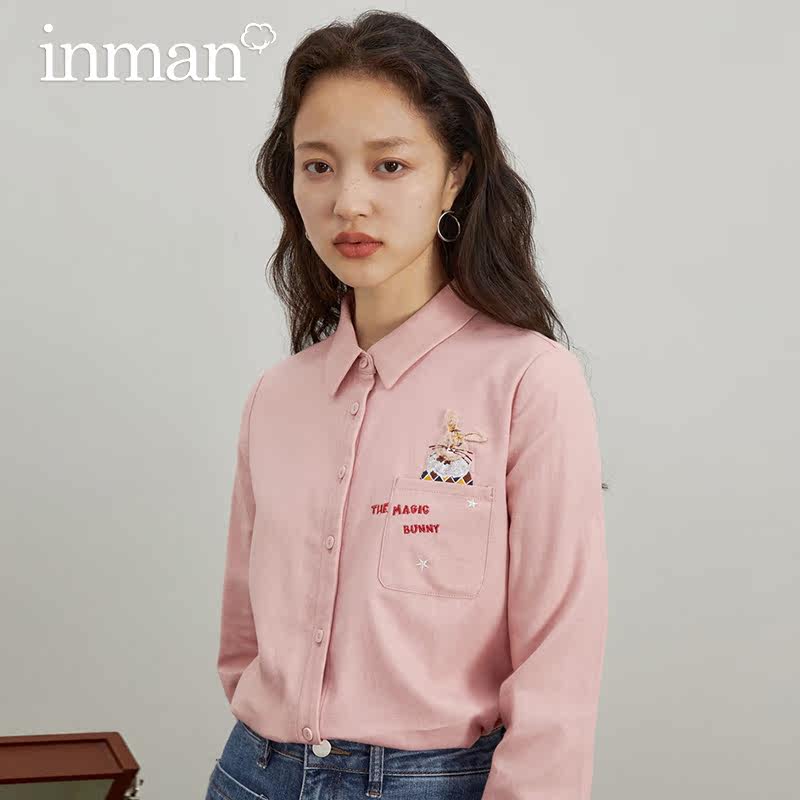 茵曼旗舰店绣花2021冬季新款衬衫 茵曼筱茵衬衫