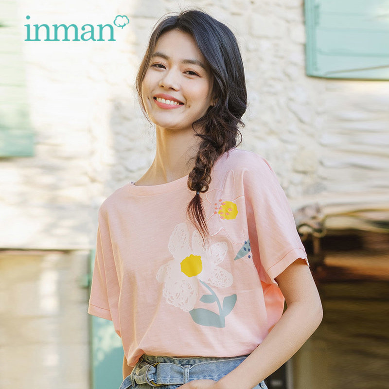 茵曼旗舰店短袖女2020夏装新款t恤 茵曼筱茵T恤