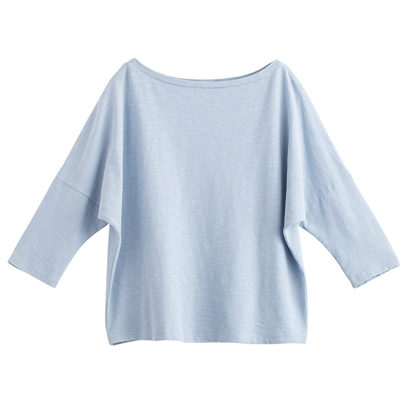 茵曼旗舰店纯色t恤2021秋装打底衫 茵曼筱茵T恤