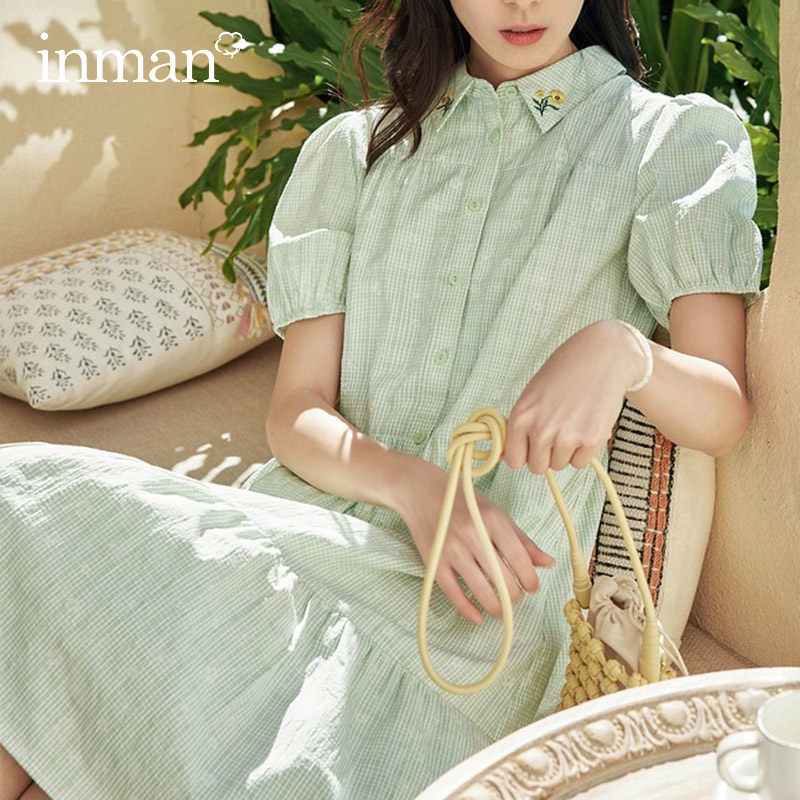 茵曼旗舰店法式小清新减龄女连衣裙 茵曼筱茵连衣裙