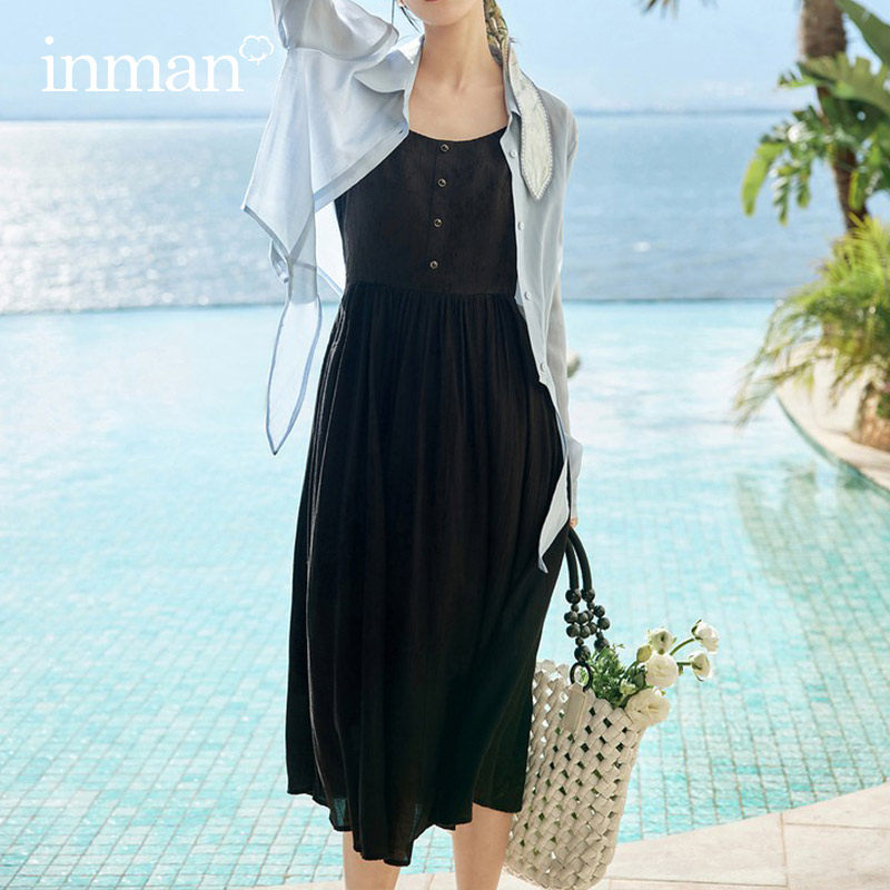 茵曼吊带2023夏季新款法式小连衣裙 茵曼筱茵连衣裙