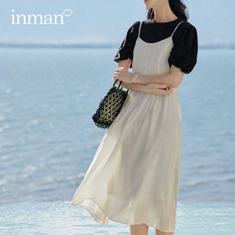 茵曼吊带2023夏季新款法式小连衣裙 茵曼筱茵连衣裙