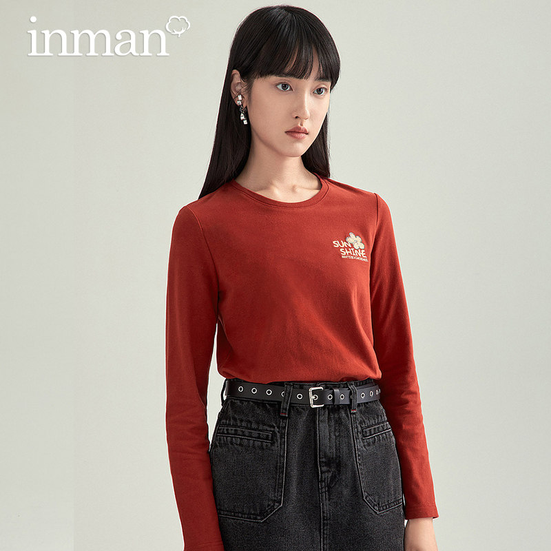 茵曼旗舰店长袖t恤2021秋装新款 茵曼筱茵T恤