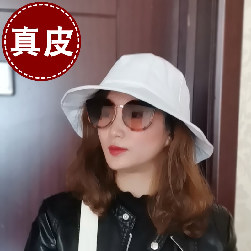 皮帽女真皮帽子秋冬帽子女款2023新款皮帽子白色羊皮帽皮帽渔夫帽