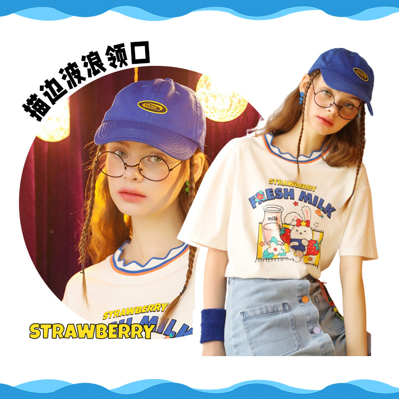 白色少女短袖t恤女装2022年新款半袖设计感小众别致宽松夏季上衣_女装_女士精品
