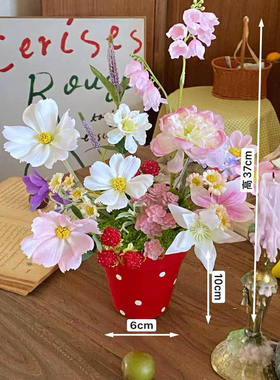 法式波点复古粗陶仿真花组合花艺