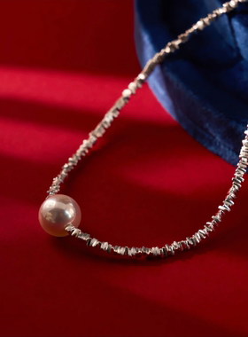 曼塔玫瑰紫珍珠碎银子项链女