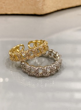 满钻高级感链条戒指小众日系轻奢