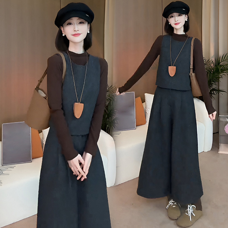 2026年秋冬季新款高级感毛呢时尚马甲套装女气质九分阔腿裤三件套,淘宝优惠券,粉丝福利购,淘宝优惠卷