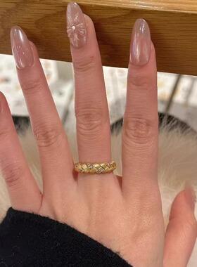 意大利法式拉丝编织戒指女小众设计精致时尚高级感麻花克罗麦穗