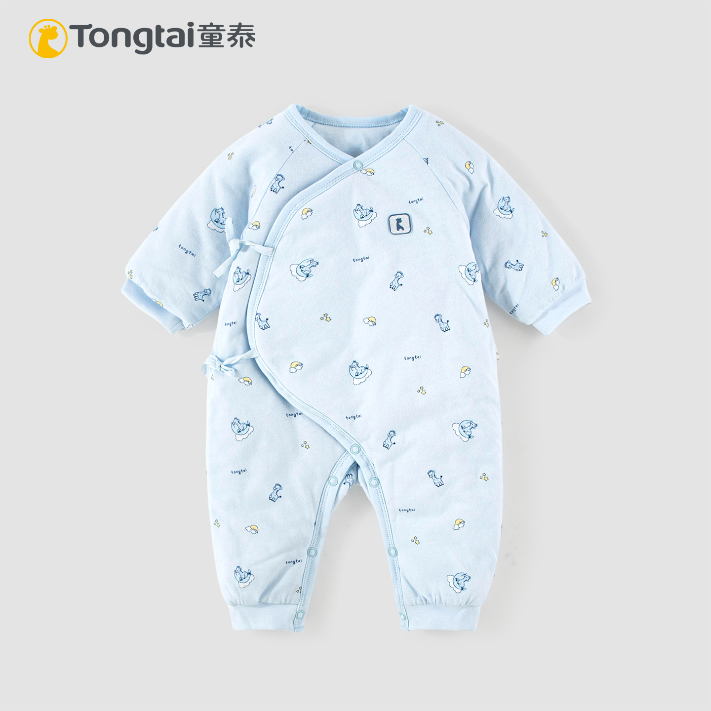 童泰新生婴儿纯棉加厚棉袄秋冬季100克夹棉哈衣初生宝宝连体棉衣 - 图0