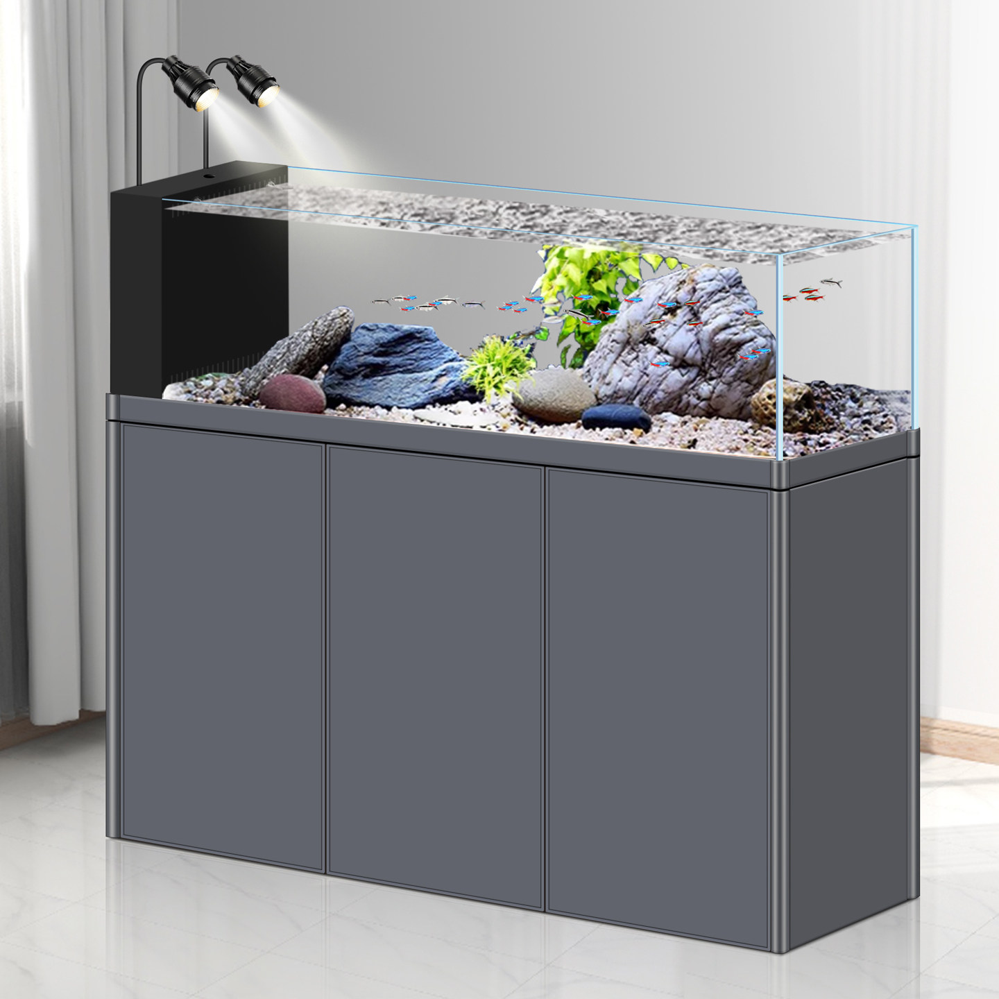 2026新款铝合金高级圆角底柜原生态造景溪流缸超白玻璃客厅水族箱,淘宝优惠券,粉丝福利购,淘宝优惠卷