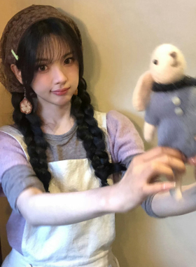 杨超越同款法式田园风刺绣蕾丝三角头巾天然果实耳环出游拍照配饰