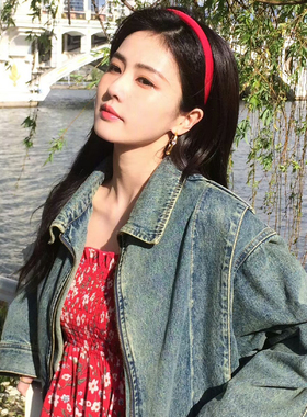 白鹿同款高级感红色发箍