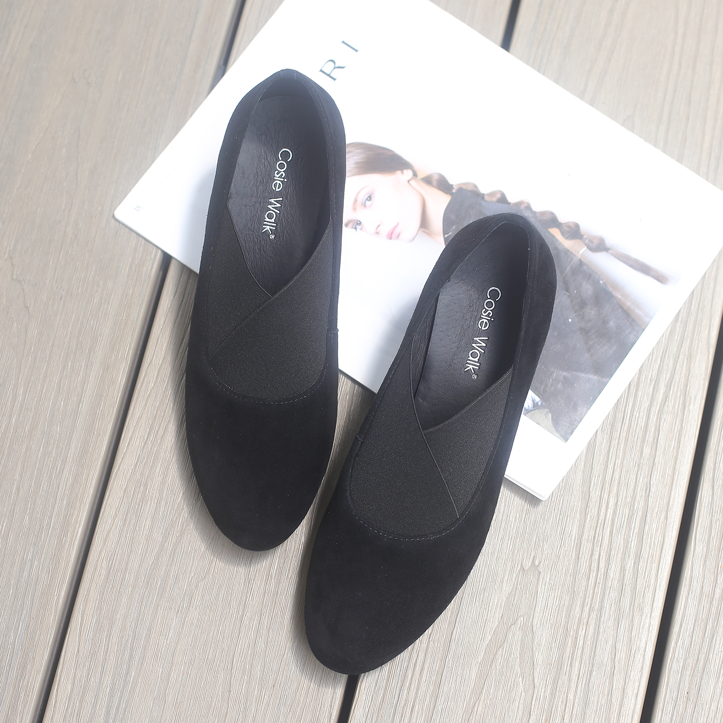 深口粗跟单鞋女圆头磨砂皮2025秋新款气质软底软面舒适中跟女鞋 - 图3