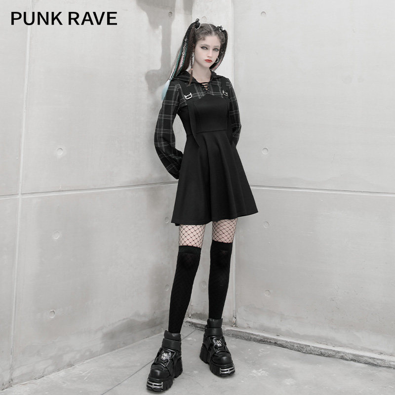 假两件拼接炸街ins可盐可甜连衣裙 punkrave连衣裙