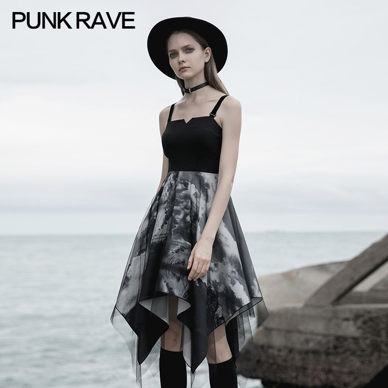 暗黑气质吊带可甜可盐女神范连衣裙 punkrave连衣裙
