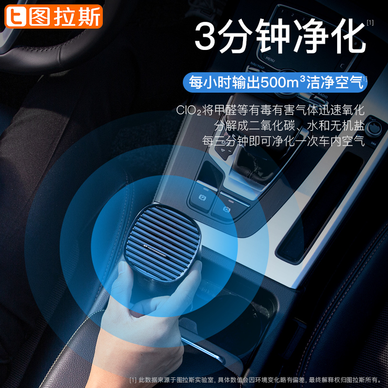 图拉斯旗舰店【618预售】图拉斯车载空气净化器汽车用新车内除味除甲醛消除1