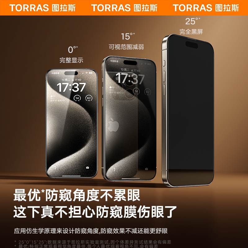 图拉斯适用苹果15防窥膜iPhone14ProMax防窥钢化膜14新款p手机13ProMax防偷窥12Mini屏保11Plus全屏ip屏X高清-图2