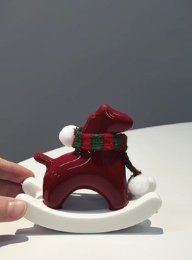 红色陶瓷小马摆件马到成功摇摇马新年氛围布置装饰马年吉祥物礼物