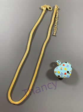 ARTIN打标蓝色珐琅立体爱心项链