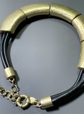 Vintage CHICOS打标重工夸张罗马风无光金捶打面厚重感项圈项链