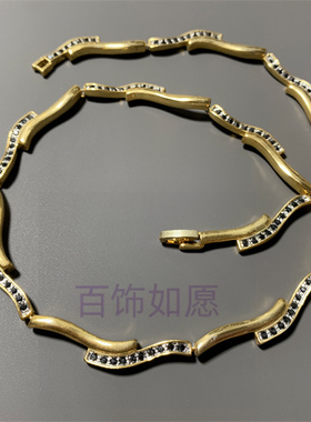 合金莱茵石中古项链女