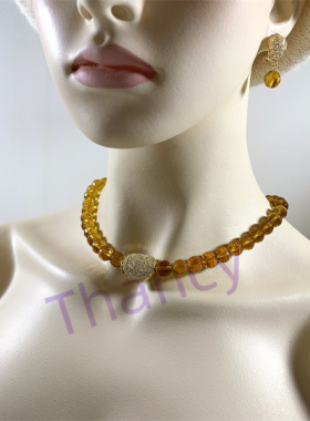 品牌打标琥珀色水晶三件套