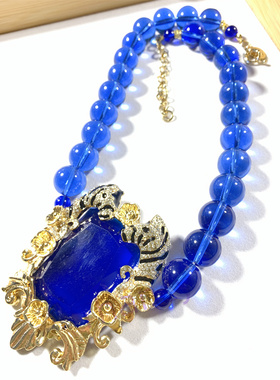 JC打标琉璃珠双马头项链