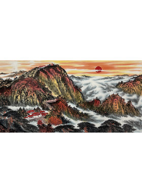 180X68CM装饰国画纯手绘小六尺山水画泰山旭日东升MT6082801-5
