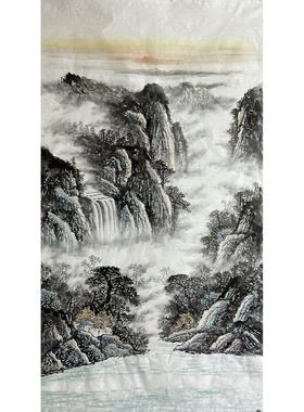 180X96厘米装饰国画字画纯手绘六尺山水画源远流长MC2101601-15
