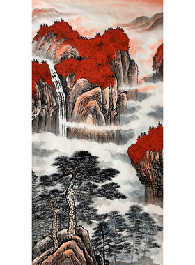 墨香村中堂装饰国画纯手绘书画四尺山水画源远流长ME5062302-5