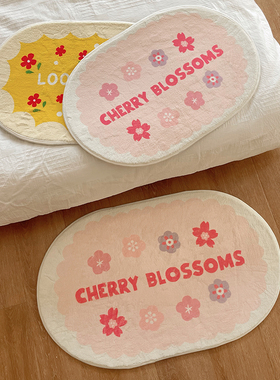 ins韩风小清新花朵地垫卧室浴室门口吸水防滑地毯进门脚垫床边毯