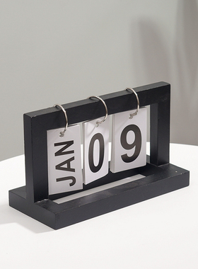 北欧ins创意简约现代卧室木质日历台历办公桌面装饰品小摆件摆设