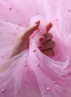 唯美珍珠纱房间装饰ins背景布美甲美妆口红直播主播视频拍照道具