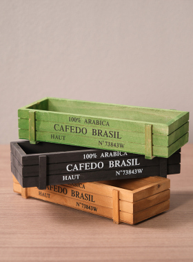 复古木质多肉花盆 阳台盆栽植物长方形盒子 实木肉肉盆景分格木盒