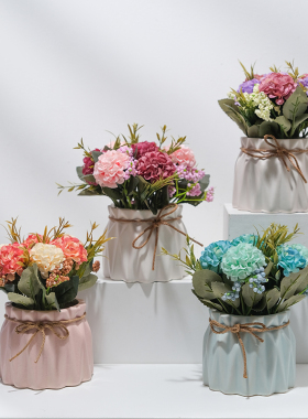 仿真花艺套装饰品摆件客厅家居绢花干花花束塑料假花迷你小花盆栽