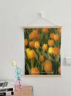 ins郁金香花朵挂画 少女心卧室床头背景画 韩风小清新花卉装饰品