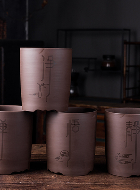 精品紫砂花盆透气小叶紫檀文竹兰花君子兰专用盆景盆家用陶瓷带拖