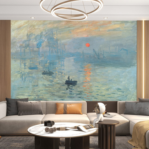 世界名画莫奈油画睡莲日本桥日出印象海报相框墙画客厅餐厅装饰画 - 图1