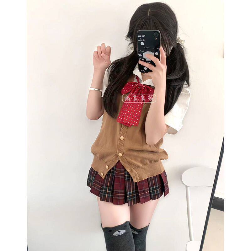 热销百搭款jk马甲背心v领套头毛衣日系学院软妹甜美多色叠穿上衣