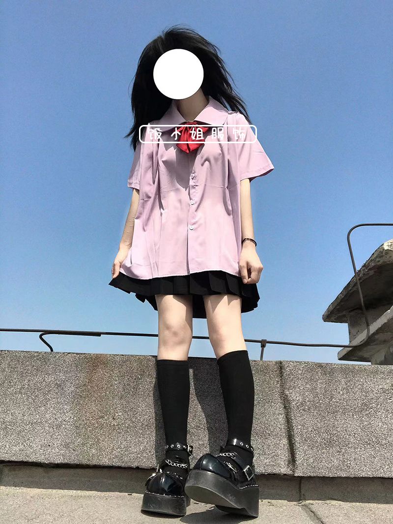 日制校供感原创jk制服衬衫女学生百搭学院风多色衬衣百褶裙套装女-图2