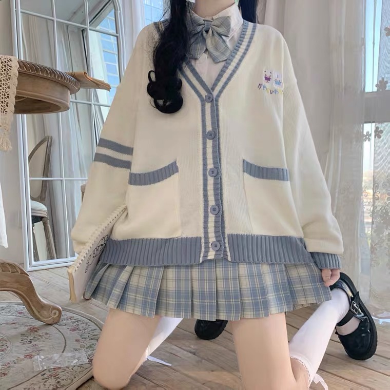 2024年新款秋冬衬衫开衫毛衣套装女日系软妹学院风学生校服