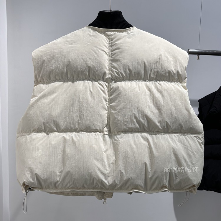 加厚短款羽绒服马甲女2024年冬季新款韩版宽松洋气圆领鸭绒外套潮
