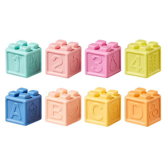 Babys können weiche Kleberbausteine, Schnuller, große Partikel und frühkindliche Bildungspositionen, Babyspielzeug kauen