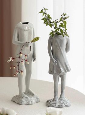 高级艺术感古典人像雕塑陶瓷花器