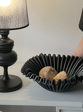家用中古风百叶折纸皱褶陶瓷果盘