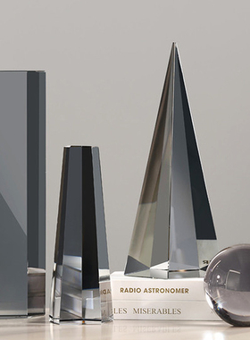 现代轻奢水晶几何体软装饰品摆件