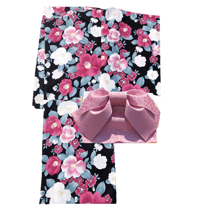 出口日本全棉和服浴衣 可爱花色神明少女款 正统浴衣成人款 - 图3