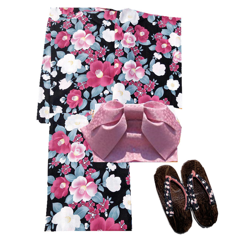 出口日本全棉和服浴衣 可爱花色神明少女款 正统浴衣成人款 - 图2